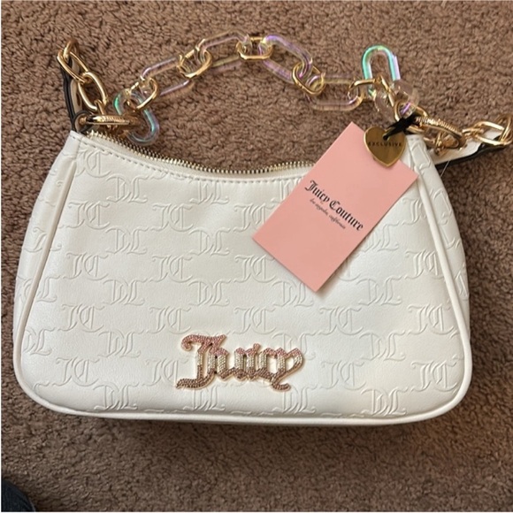 Juicy Couture Cream Shoulder Bag with Gold Chain - Picture 1 of 6